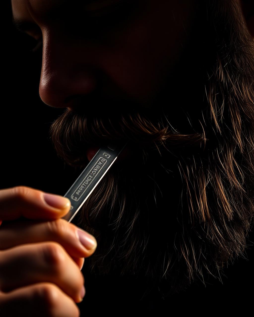 Beard lined up with a straight razor